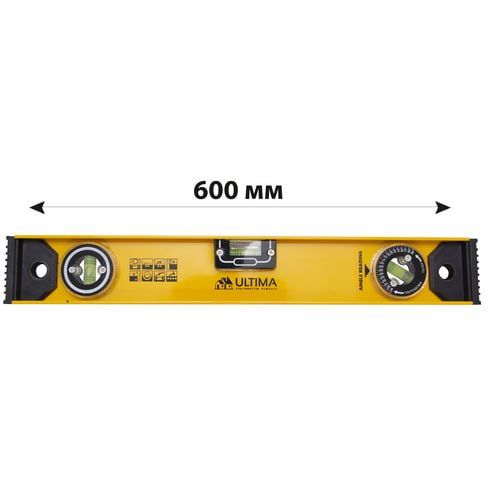 Уровень алюминиевый "Ultima" 600 мм 3 глазка усиленный Уровень алюминиевый "Ultima" 600 мм 3 глазка усиленный